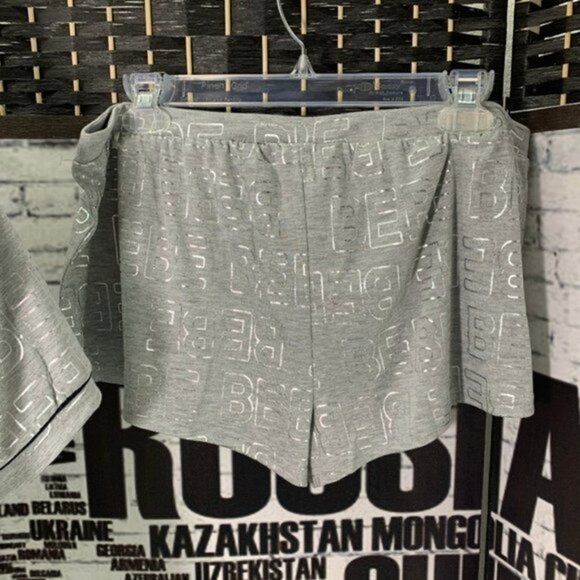 ITEM: Bebe XL Gray Metallic Logo Sleep Short Set - Picture 5 of 6